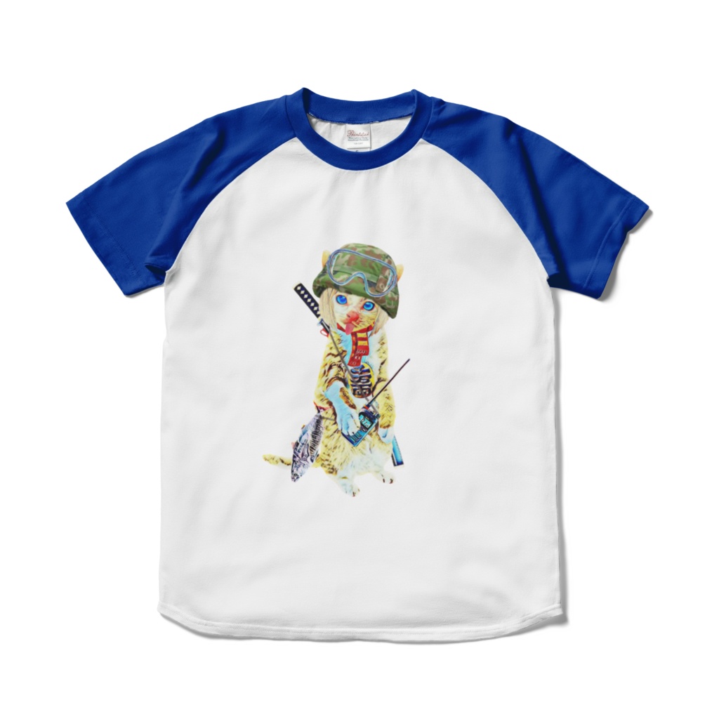 【ラグランTシャツ】チビ猫隊長