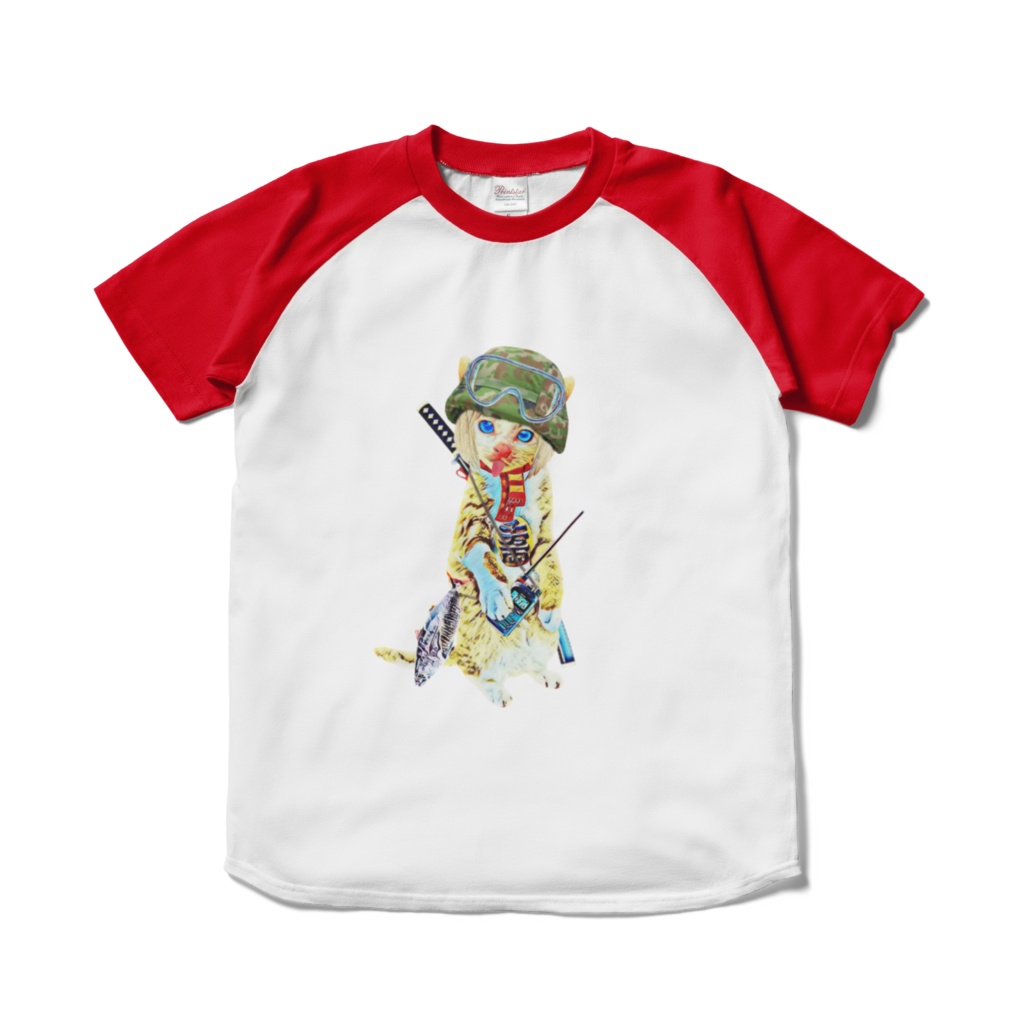 【ラグランTシャツ】チビ猫隊長