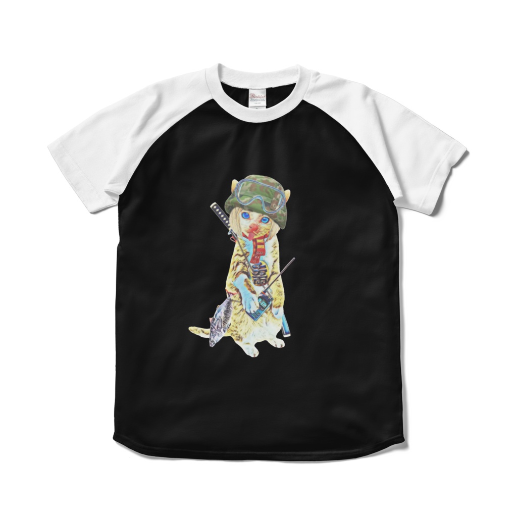 【ラグランTシャツ】チビ猫隊長