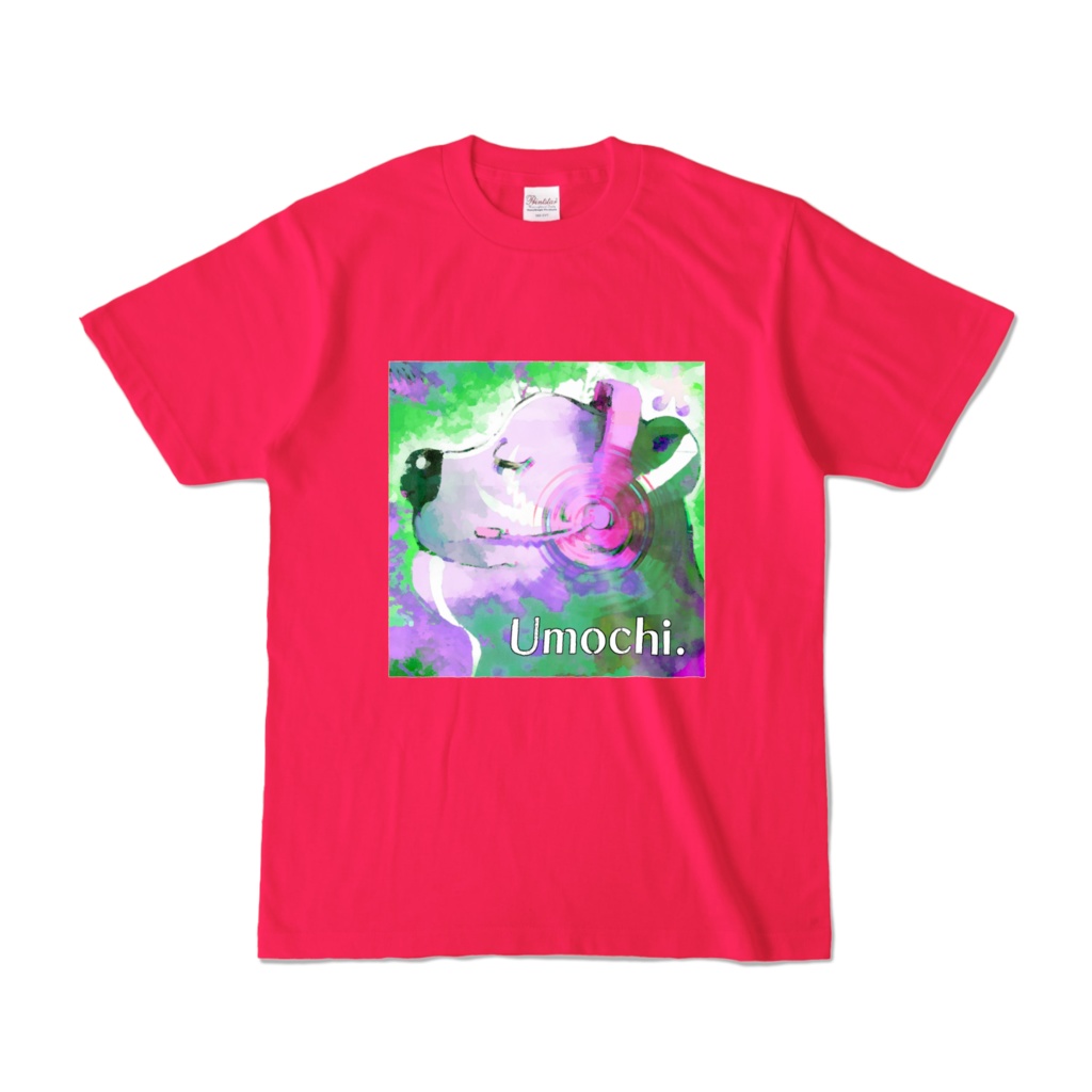 雨餅(ぅもクマ)カラーTシャツ ホットピンク