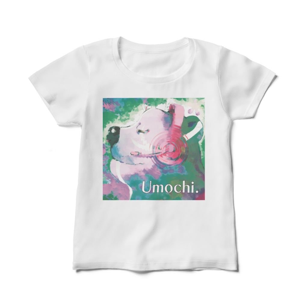 雨餅(ぅもクマ)白Tシャツ(レディース)
