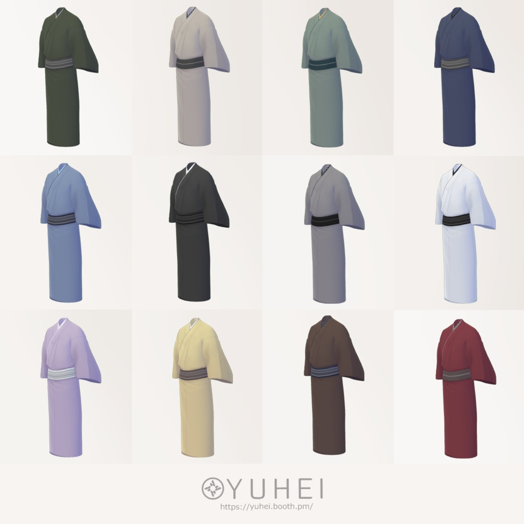 【VRoid】男性和装セット|Men's kimono set【VRoid β & stable ver.】