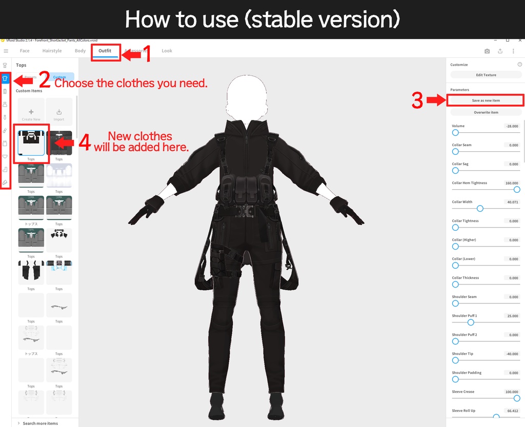 【VRoid正式版対応】 YUHEI tactical collection "Forefront"【Black】【VRoid stable ver.】