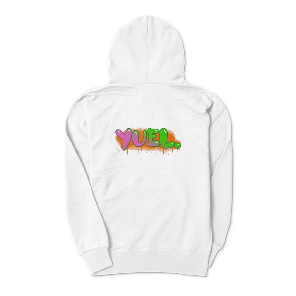 yuel.くん パーカー(背面文字入り 黒・白 S~XL)