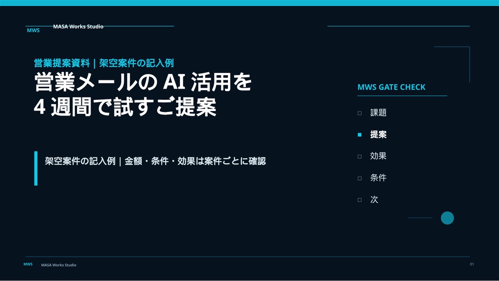営業提案書の「流れ」を整える実務キット|編集できるPowerPoint・記入例・商談整理Excel・AIプロンプト15本