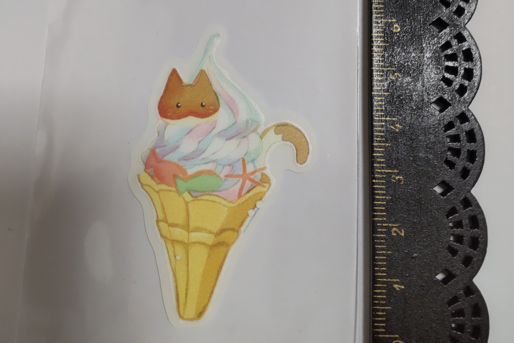 ステッカー　ねこソフトクリーム