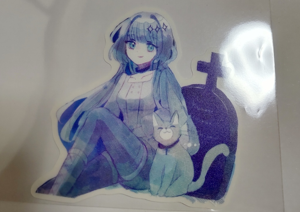 ステッカー　猫と少女