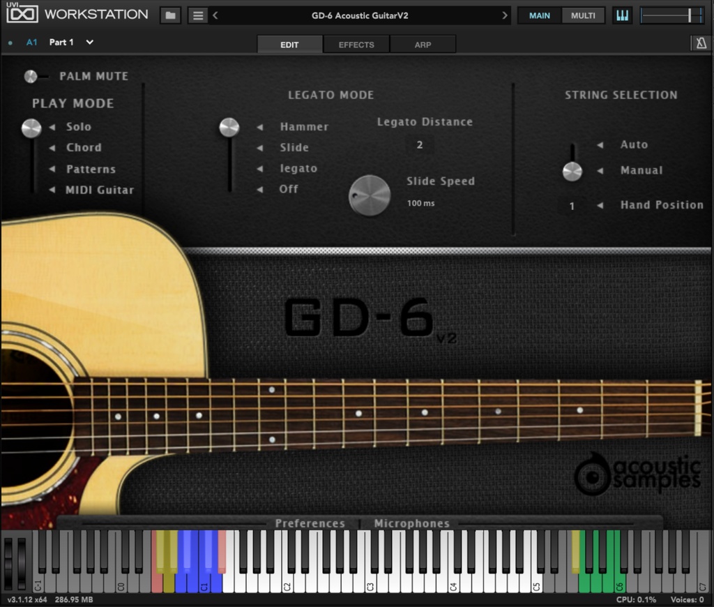 k-strike MIDIデータ＋音源設定（AcousticSamples GD-6 Acoustic Guitar）