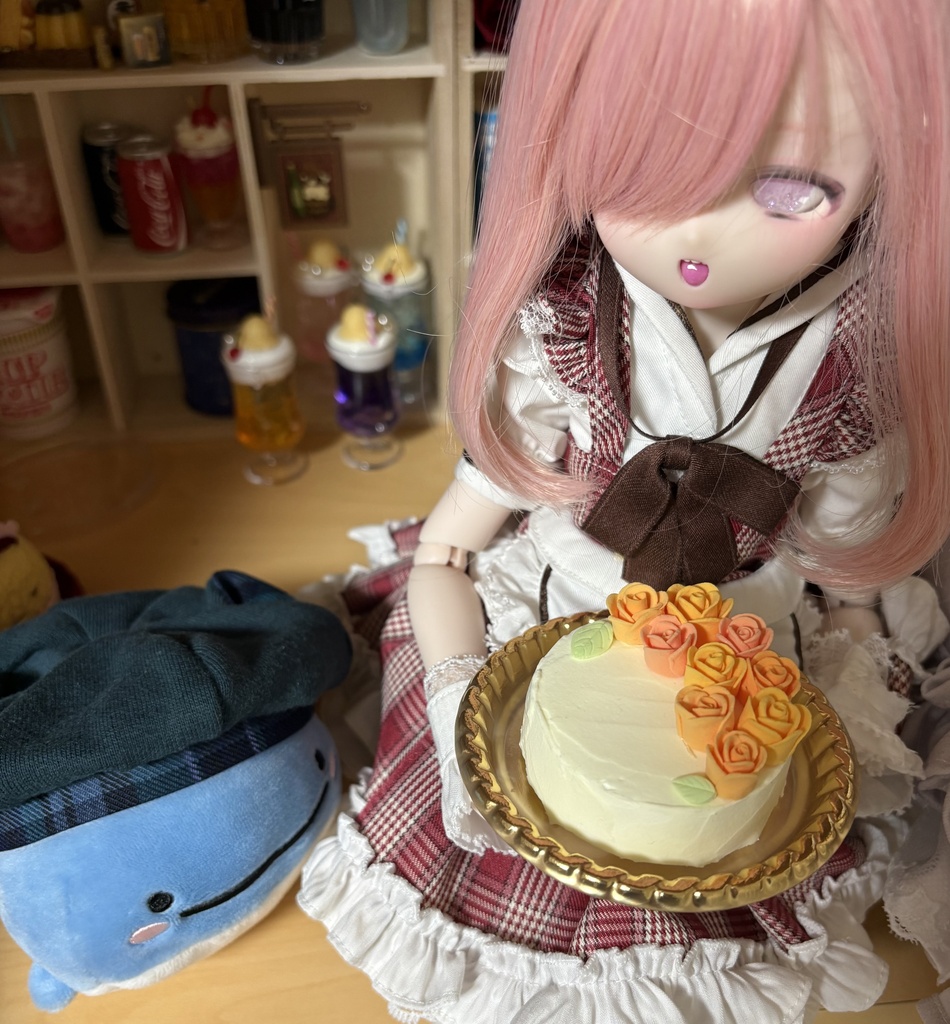 ドール用フェイクスイーツ（黄薔薇ケーキ）