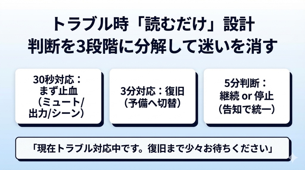 配信・小規模イベント 進行OS(当日進行表+チェック+トラブル対応)