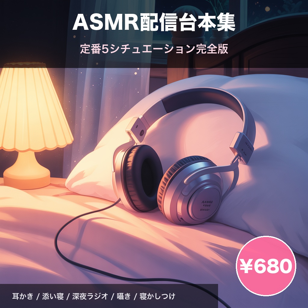 【推奨】VTuber向けASMR配信台本5本|耳かき・添い寝・深夜ラジオ・囁き雑談・寝かしつけ|商用OK