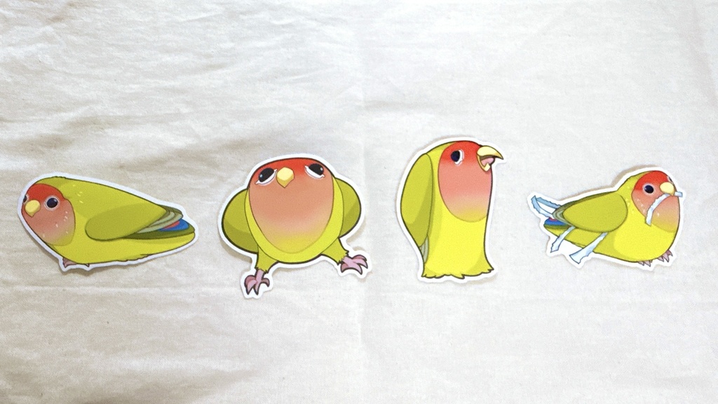 様子のおかしいコザクラインコステッカー🦜【全4種】