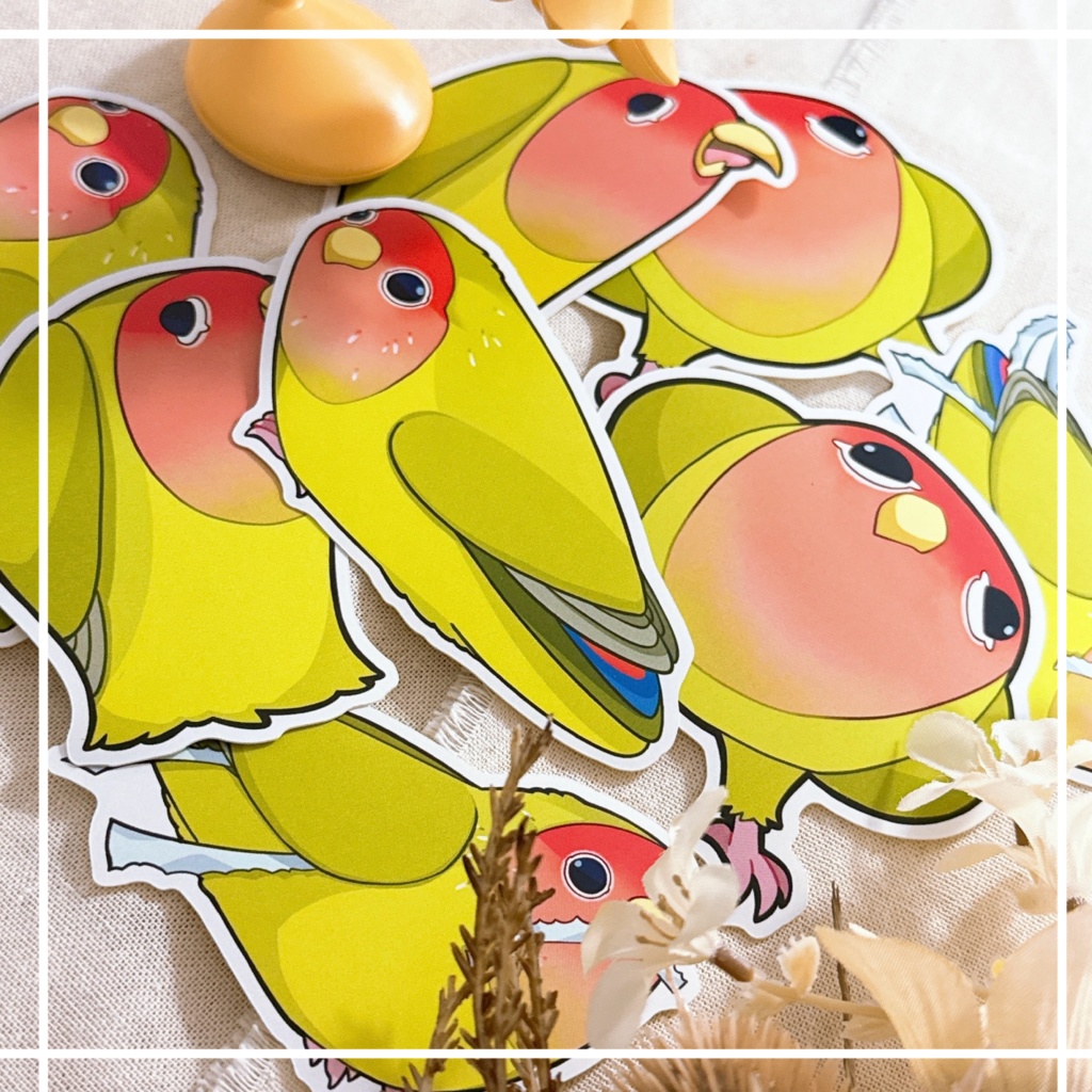 様子のおかしいコザクラインコステッカー‪🦜‬【全4種】