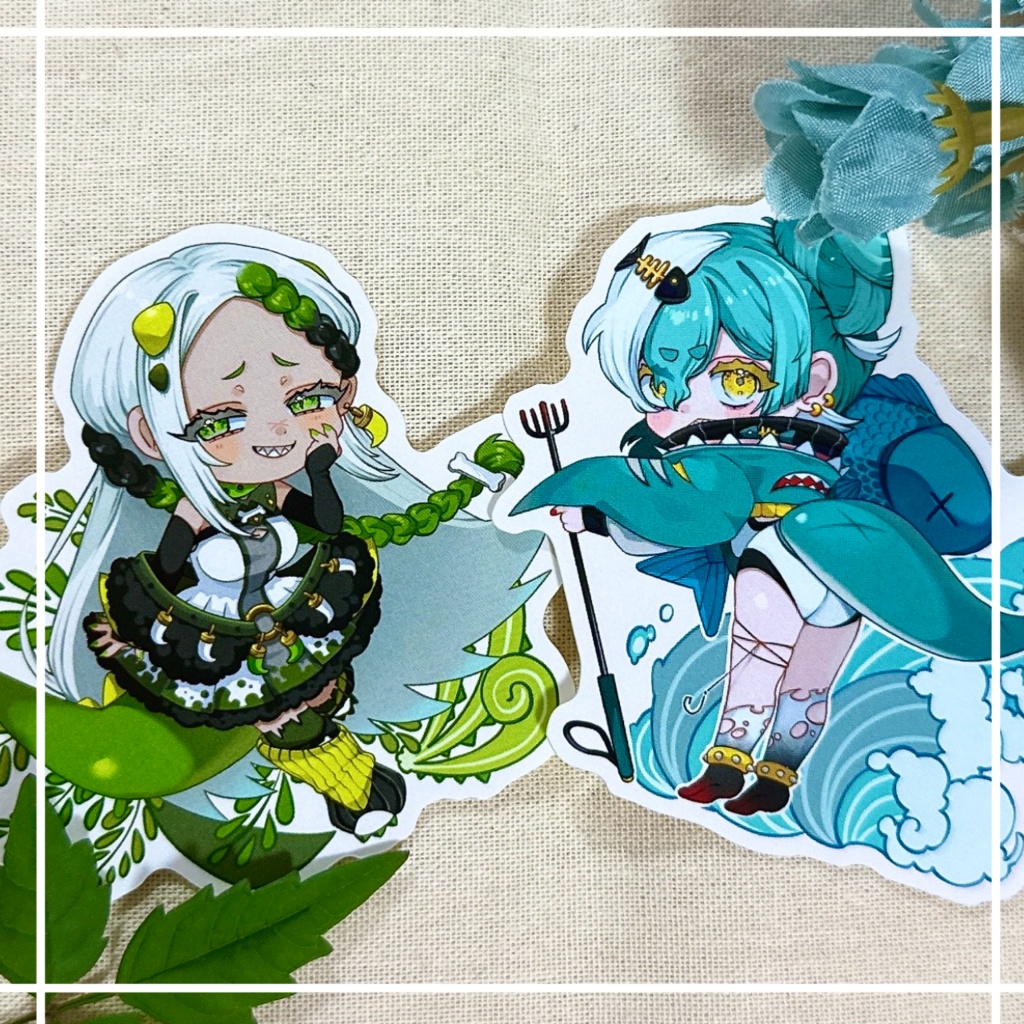 恐竜＆サメ擬人化ステッカー🦖🦈♡♡