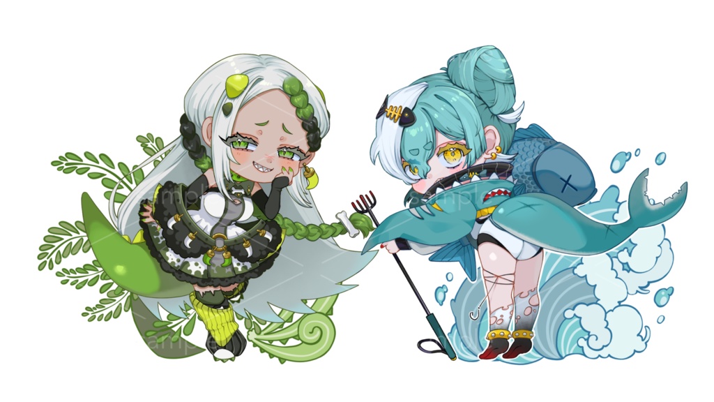 恐竜&サメ擬人化ステッカー🦖🦈♡♡