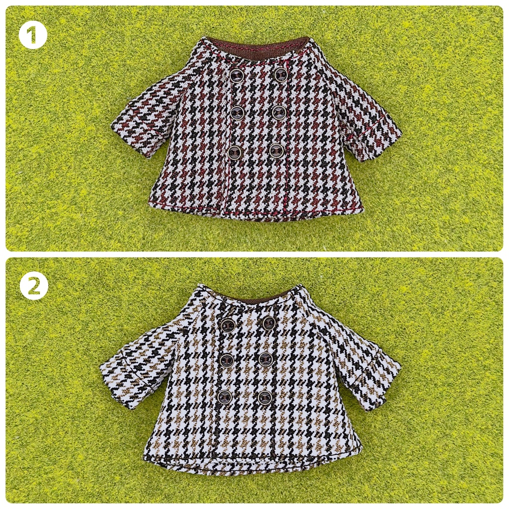 ノーカラーコート(ハウンドトゥース)