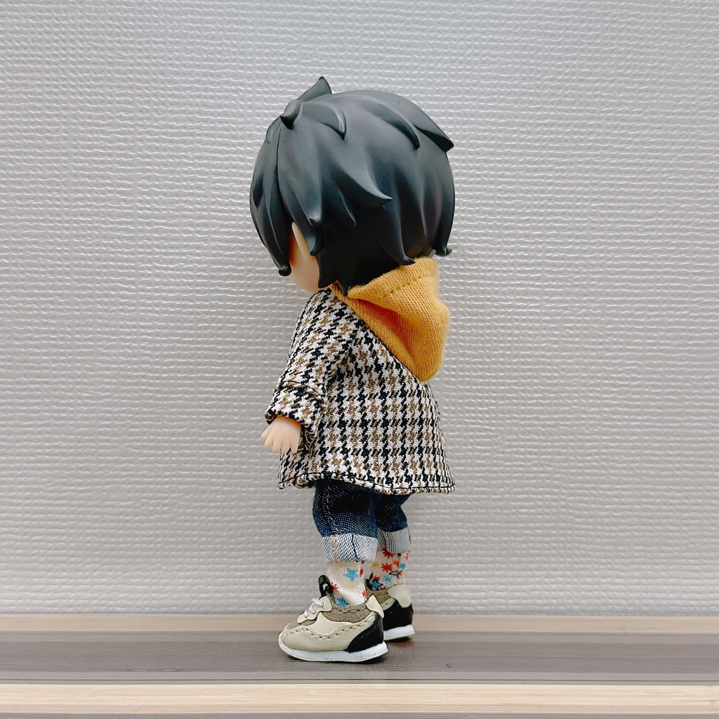 ノーカラーコート(ハウンドトゥース)