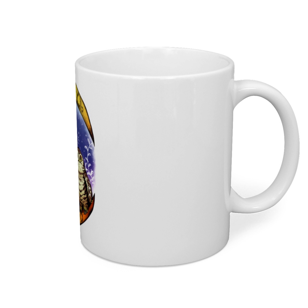 マグカップ:梟の星空と草花添え