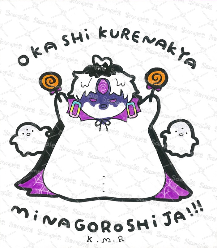 🐧ハロウィン邪ペン君ミニ色紙お原画🎃