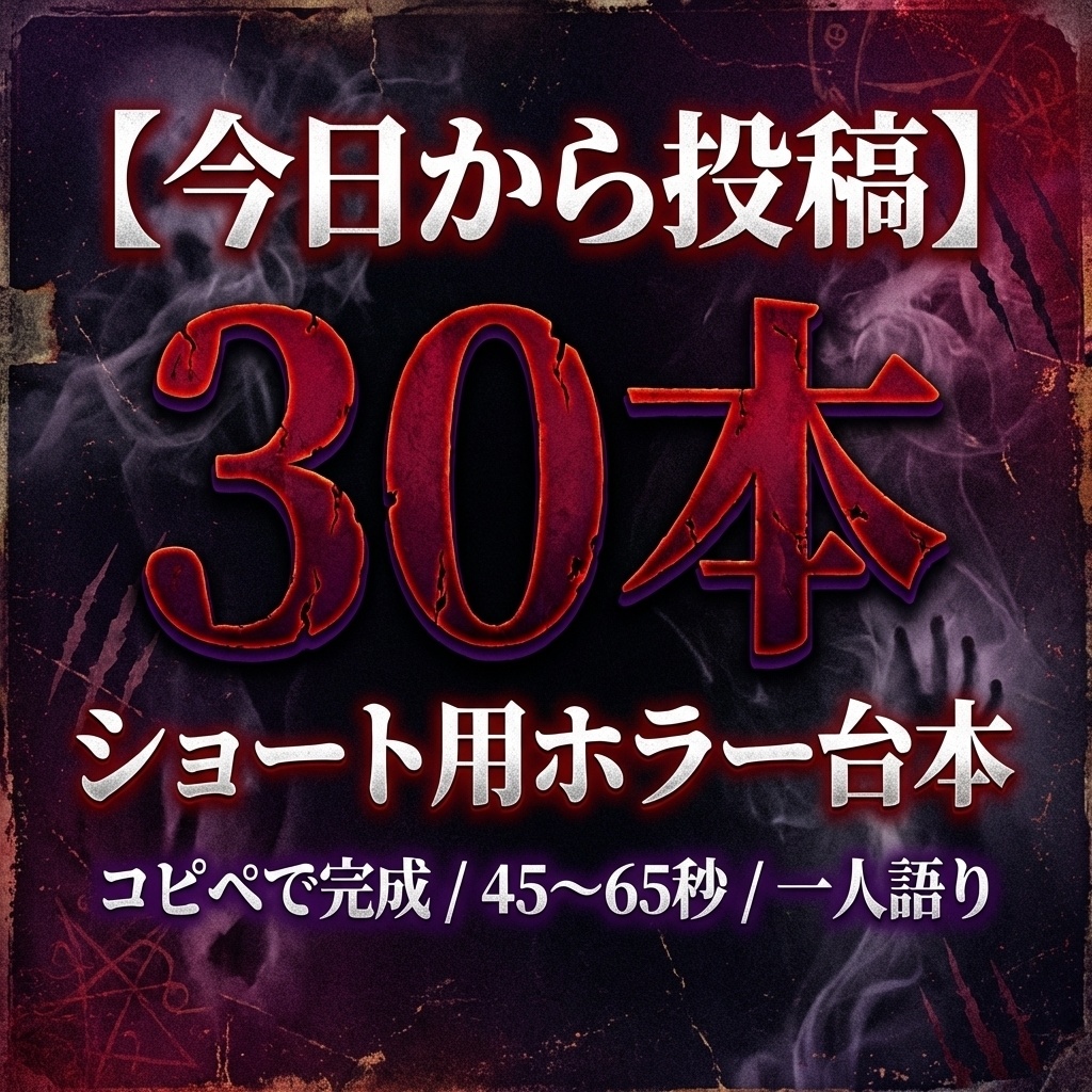 【今日から投稿】ショート用ホラー台本30本｜コピペで完成