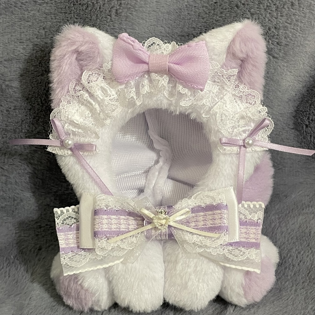 おすわりぬい服　パープル猫　13cm