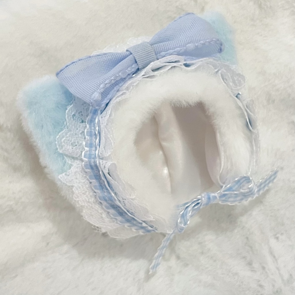 Gingham Kitty Bonnet🐈⬛🍋 10cmぬい 帽子 被り物