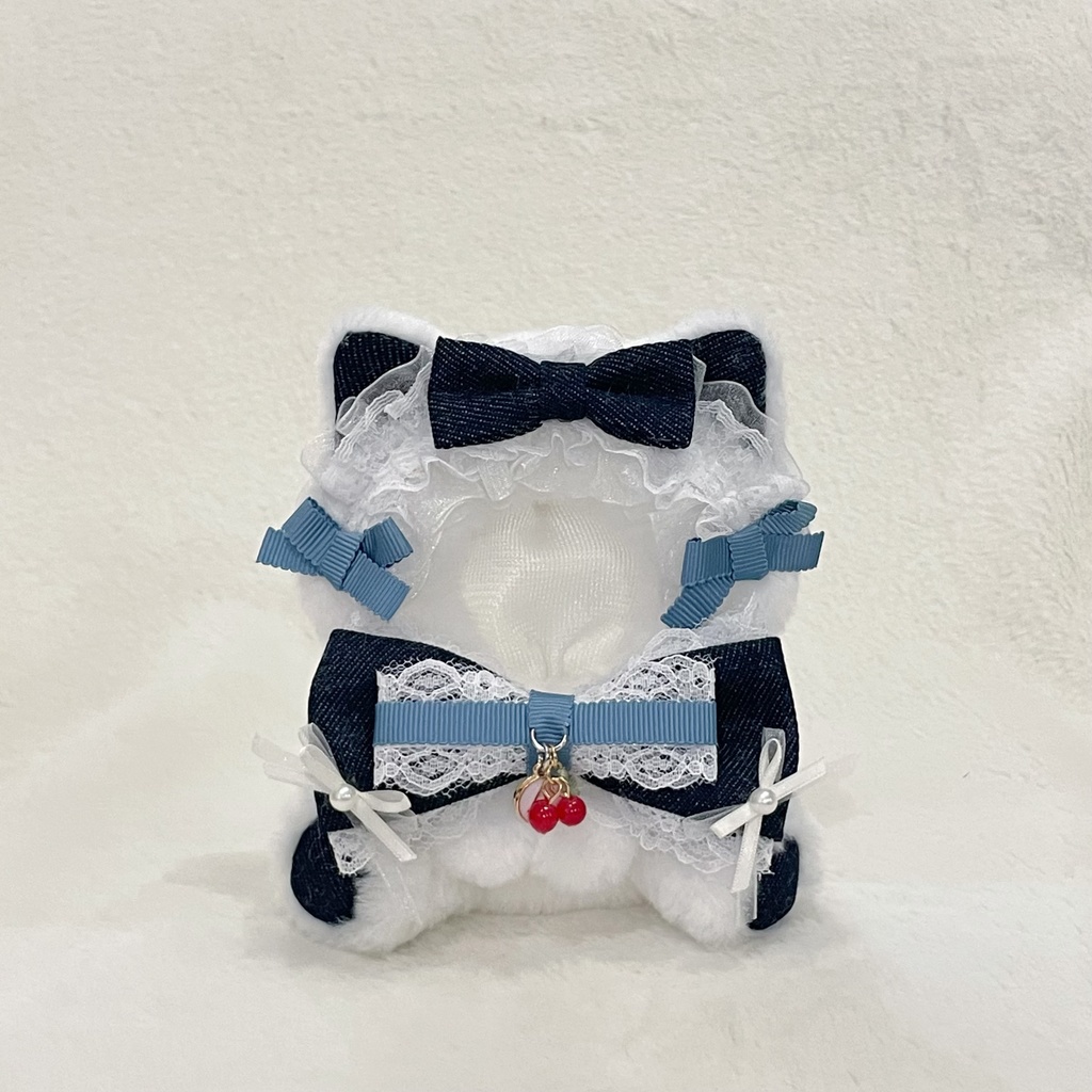 10cm 12cm 🐈‍⬛デニムねこ🫐おすわりぬい服 チャーム選択可