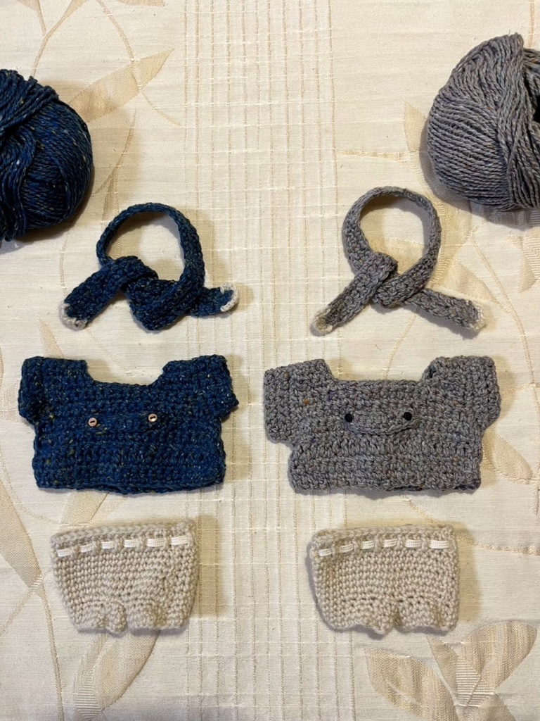 15cmぬい服 コート パンツセット ニット帽 マフラー リュック