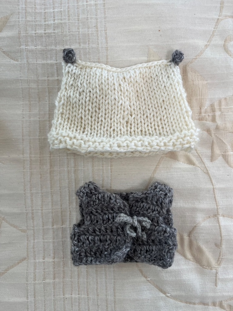 15cmぬい服 あったかガウン&ねこみみニット帽 おうちセット