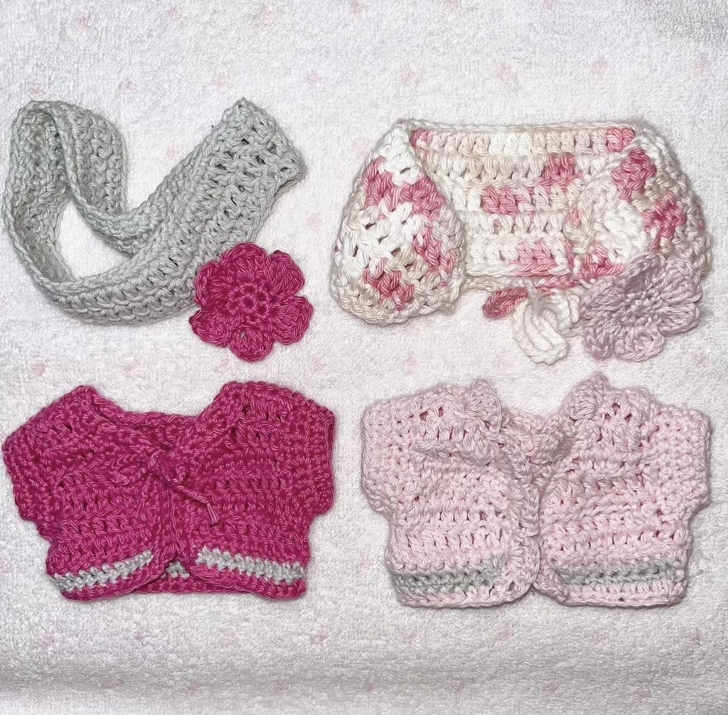 春のお花見カーディガン&ヘッドドレス パンツセット