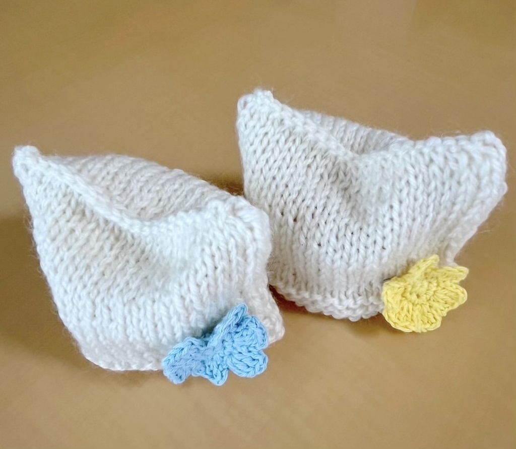 お花モチーフねこみみニット帽