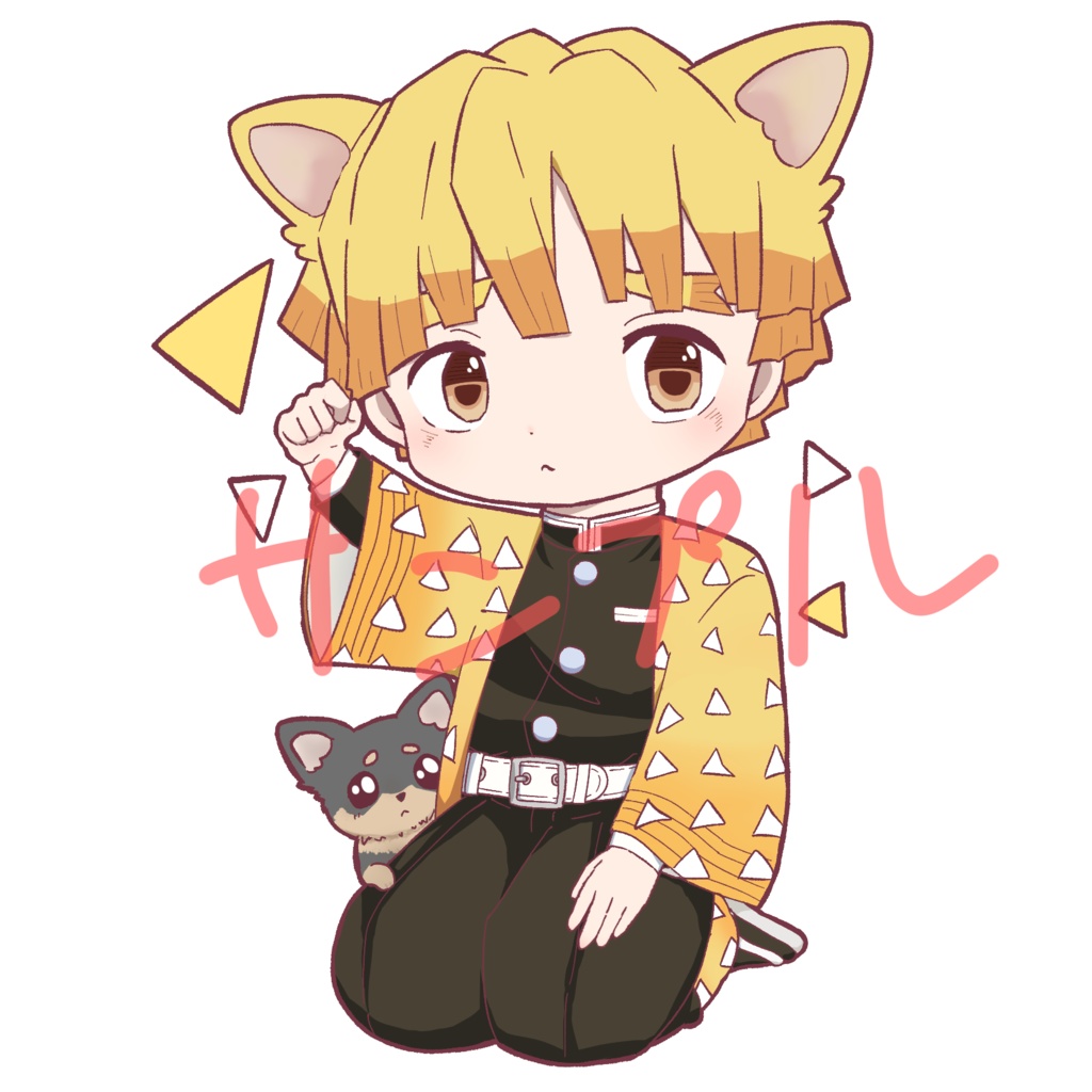 善逸と犬の缶バッジ