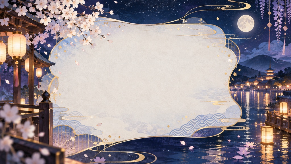 灯桜夜景｜和風コメント欄背景