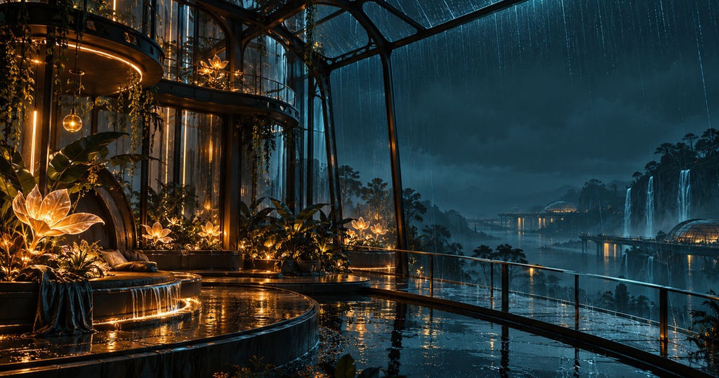 雨色グラスハウス｜ネオン配信背景