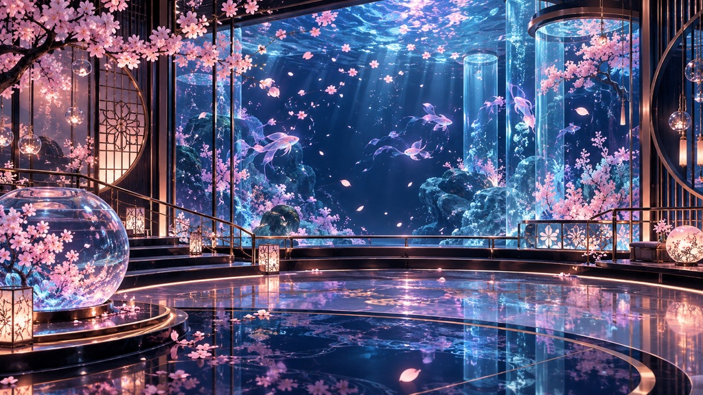桜光ホログラム水庭｜配信背景3枚セット