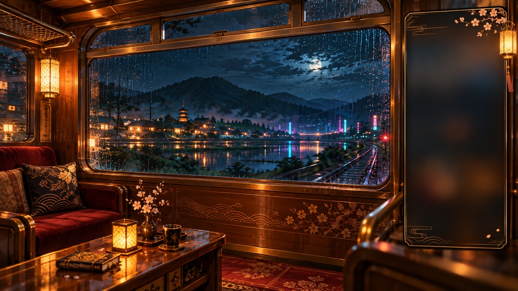 雨夜ネオン観景列車｜配信背景3枚セット