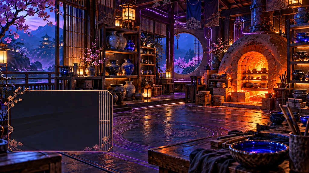 窯火ネオングレイズ工房｜配信背景3枚セット