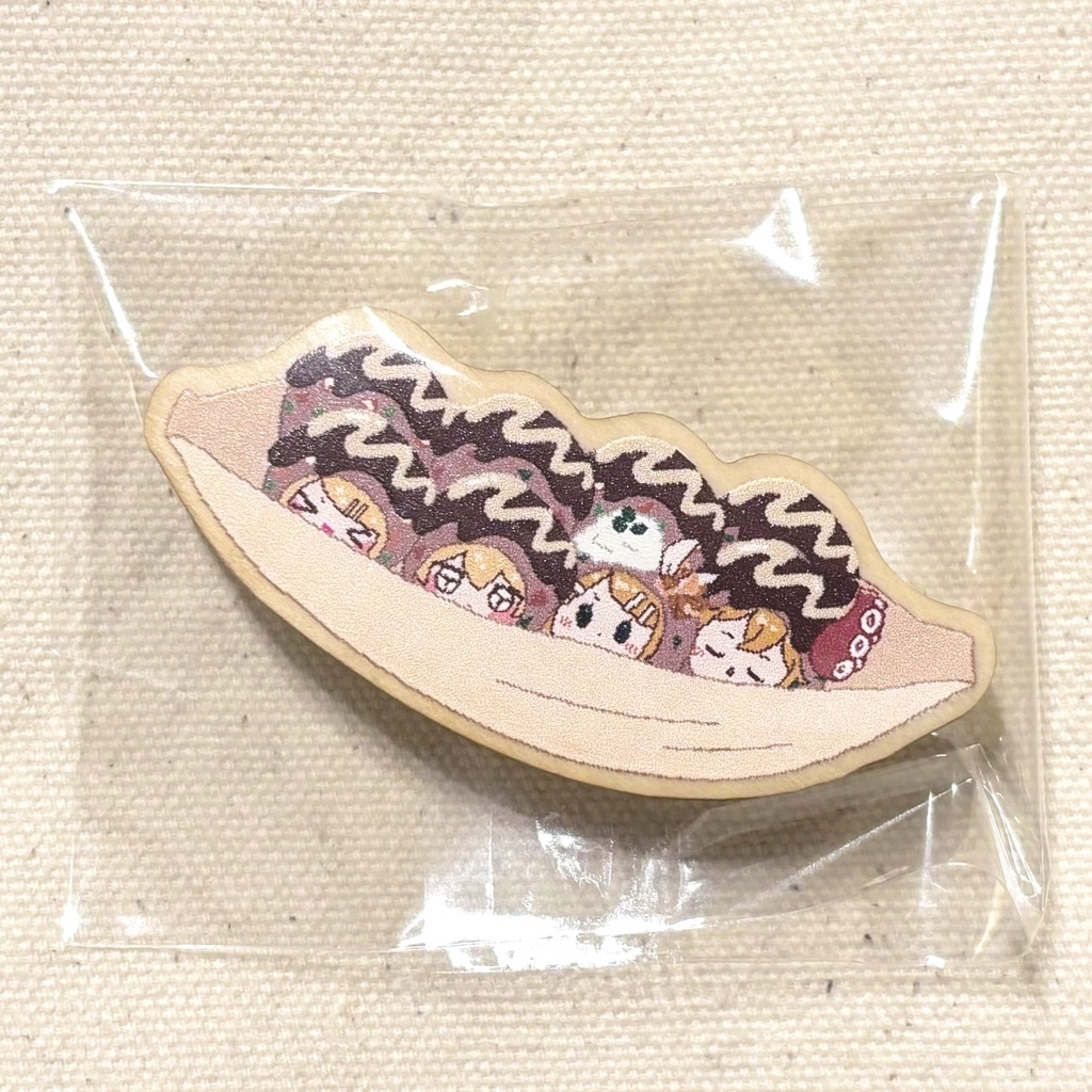 たこ焼きの木製バッジ