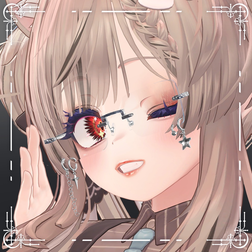アクセサリー付きリムレス眼鏡☆4アバターMA設定済み☆