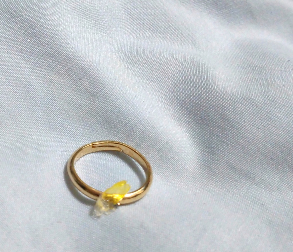 【レジン】鳥の羽根の指輪(金・斜め)