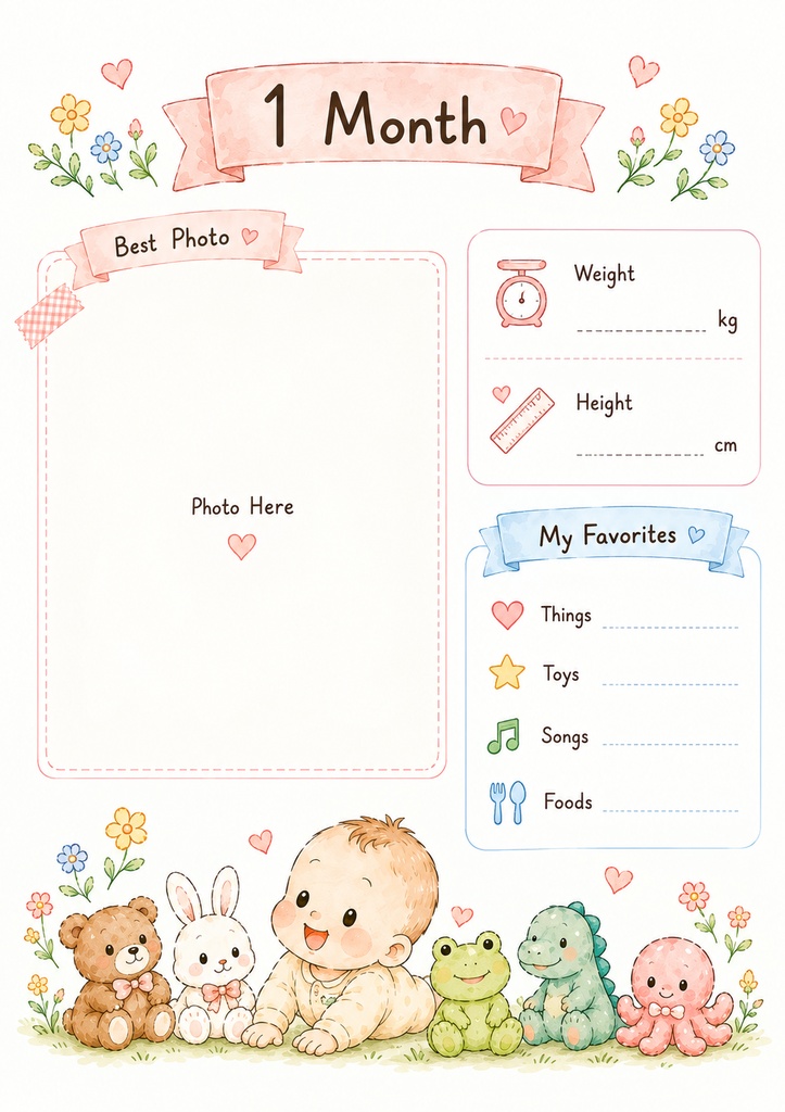 Baby's Growth & Memory Diary|赤ちゃんの1年間を残す育児記録
