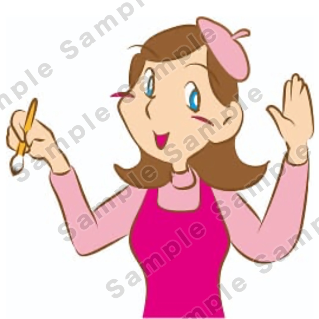 【イラストカット】お絵描きお姉さん（AI未使用）PNG