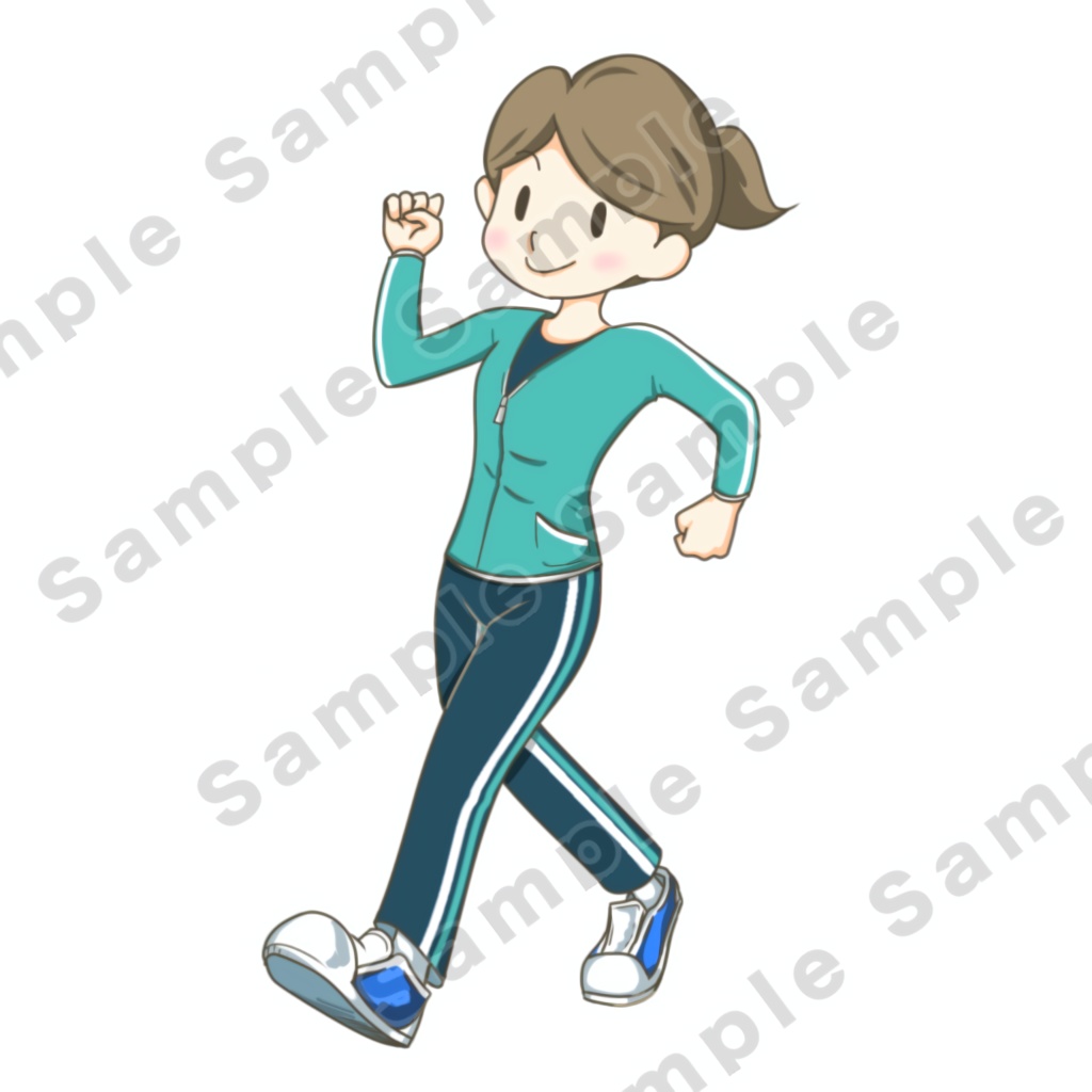【イラストカット】歩くお姉さん（AI未使用）PNG