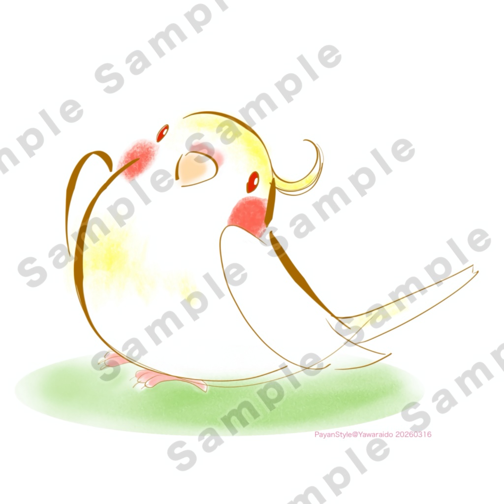 【イラストカット】ふりむきオカメインコ（AI未使用）