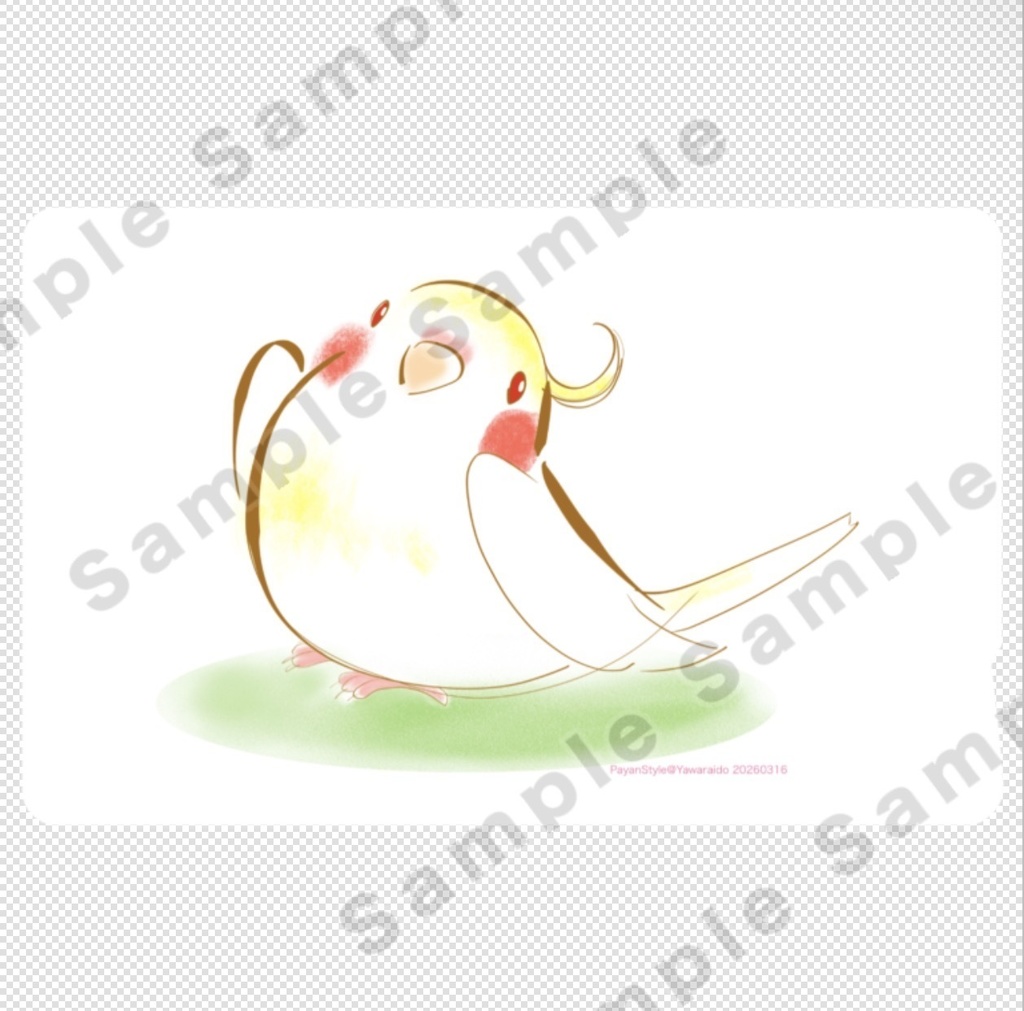 ふりむきオカメいんこICカードステッカー（2枚セット）