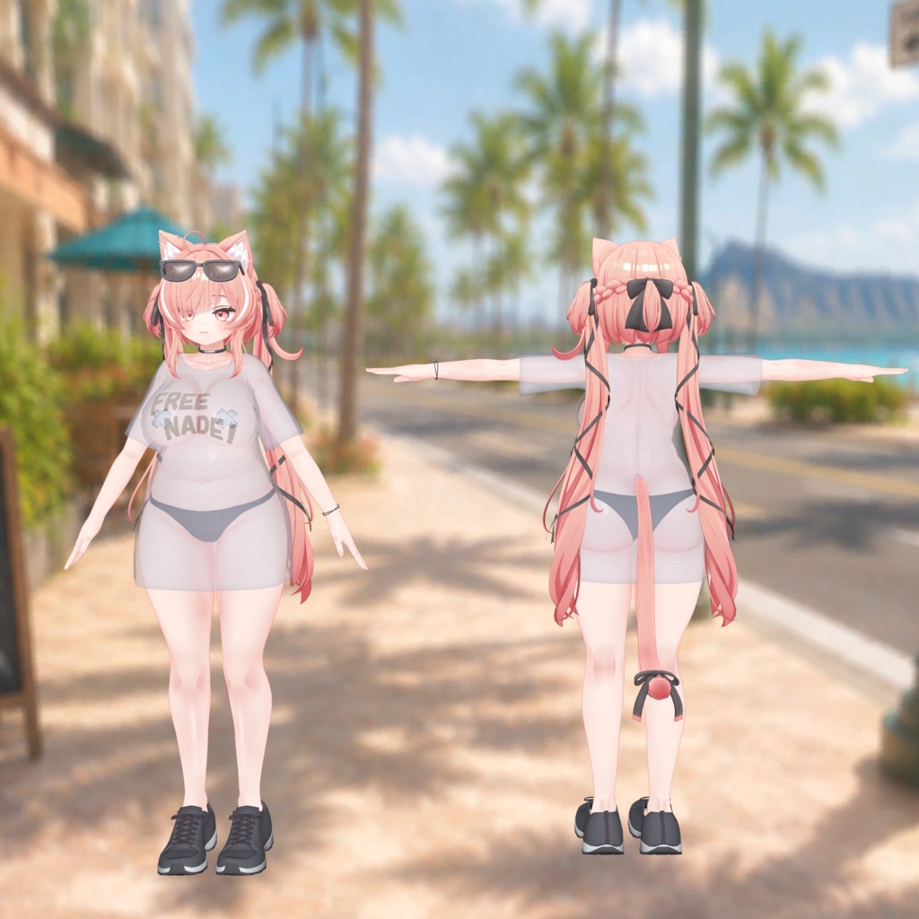 ✨セール中✨【VRChat向け3Dモデル】💕~FREE NADE !~👋【14アバター対応フルセット】