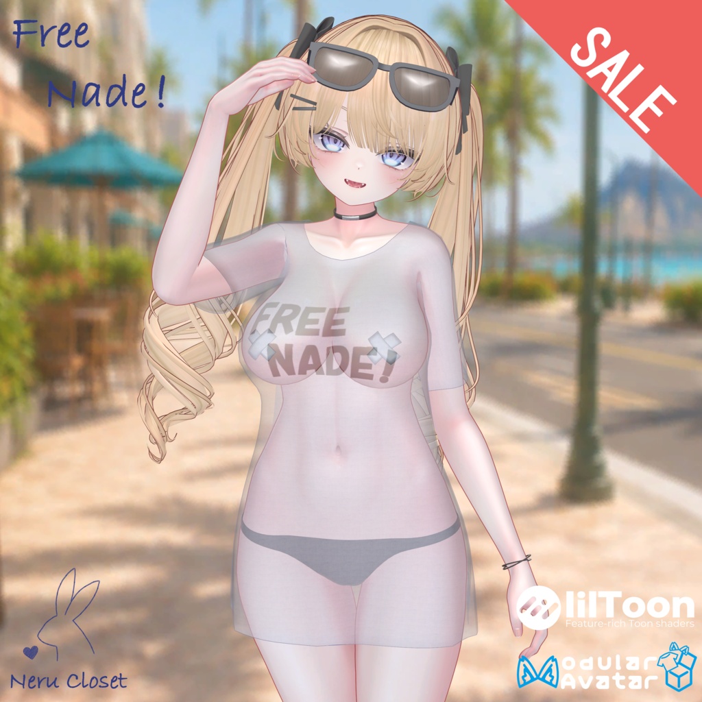 ✨セール中✨【VRChat向け3Dモデル】💕~FREE NADE !~👋【14アバター対応フルセット】