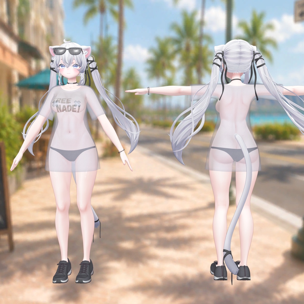 ✨セール中✨【VRChat向け3Dモデル】💕~FREE NADE !~👋【14アバター対応フルセット】