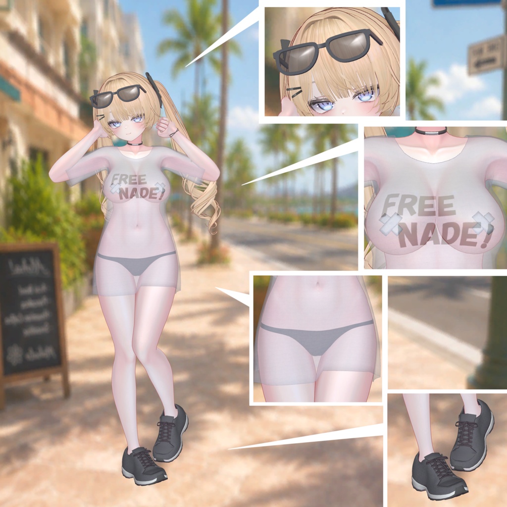 ✨セール中✨【VRChat向け3Dモデル】💕~FREE NADE !~👋【14アバター対応フルセット】