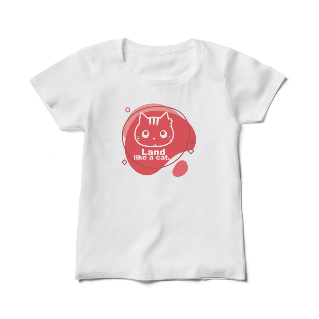 レディースTシャツ(Land like a cat)〜　夙川育ち